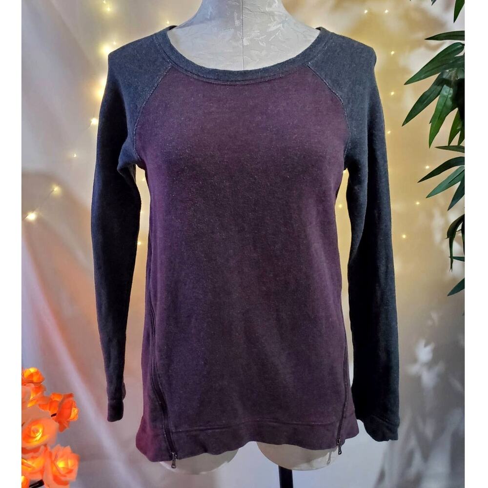 Lou & Grey Women's XS Side Zip Striped Colorblock Pullover Sweatshirt